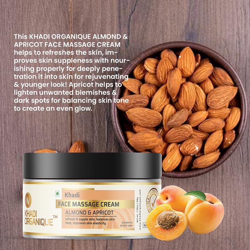 Image of Khadi Organique Almond & Apricot Face Massage Cream, 50 GM
