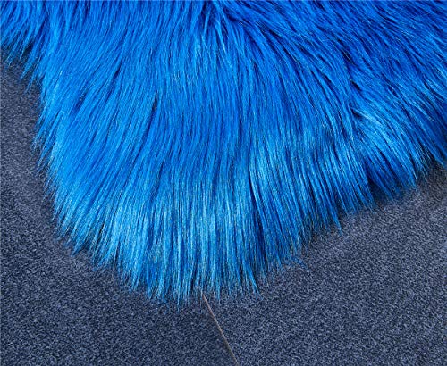 EasyJoy Ultra Soft Fluffy Rugs Faux Fur Rug Chair Cover Seat Pad Fuzzy Area Rug for Bedroom Floor Sofa Living Room (2 x 3 ft Sheepskin, Navy Blue) - Thumbnail 2
