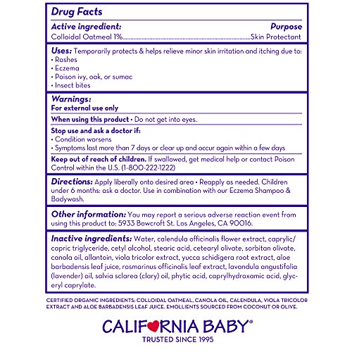 California Baby Therapeutic Relief Eczema Cream - 100% Plant-Based (Usda-Certified) | Allergy Friendly | Soothes Irritated Skin | Gluten-Free, Skin Protectant, Eczema Treatment For Dry & Sensitive Skin | 57 G / 2 Oz. #TOP5