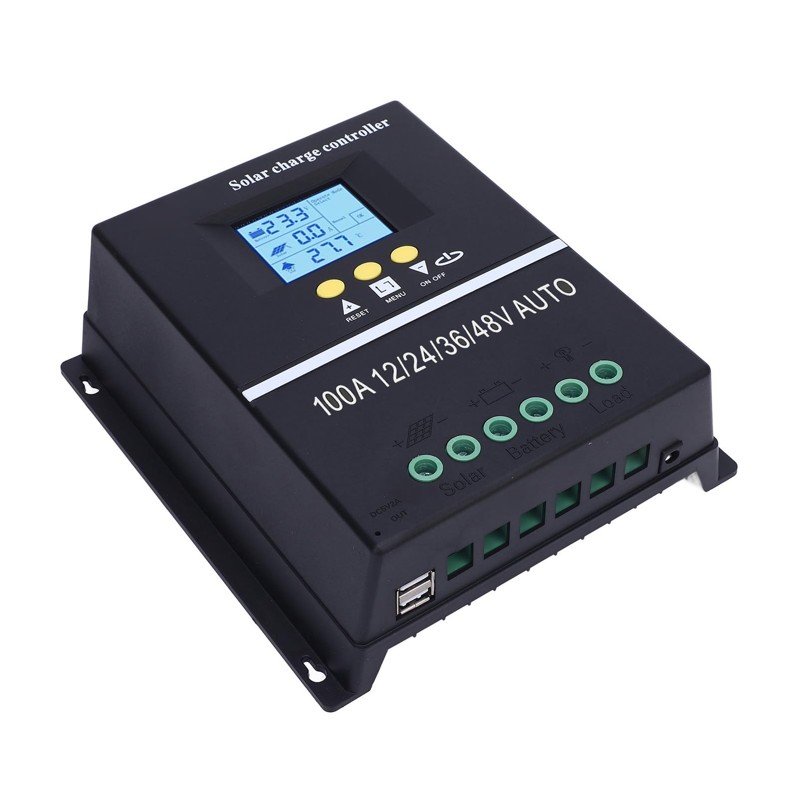 Fafeicy Regolatore di Carica Solare MPPT, Display LCD 100A 12V 24V 36V 48V con 7 modalità Operative, per di Batteria Regolatore Pannello Solare