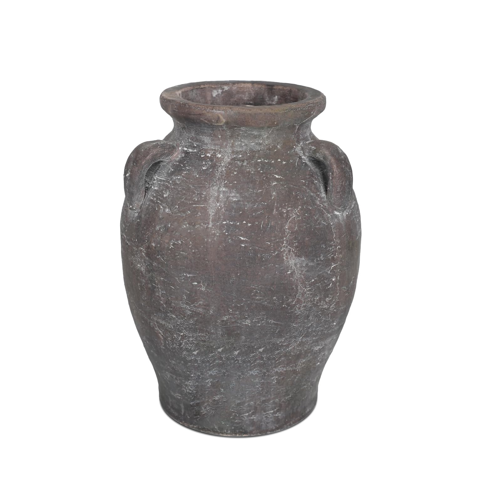 9.5'' Black Terracotta Vase Handmade Rustic Floor Ceramic Vases Large Antique Pottery Clay with 3 Ear Design Farmhouse Housewarming Gift for Home Decor Bedroom Living Room