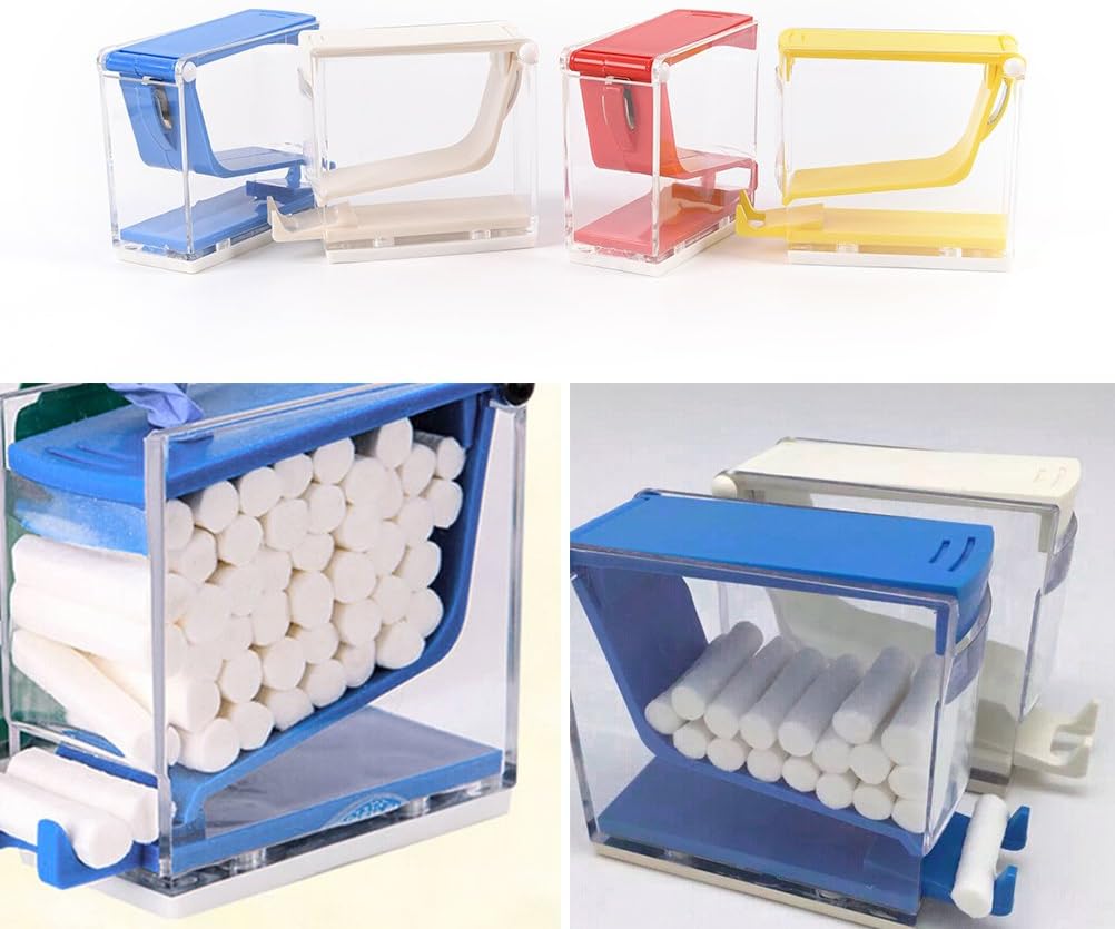 4 pcs Dental Cotton Roll Dispenser Holder Press Type Plastic Instrument Random Colors