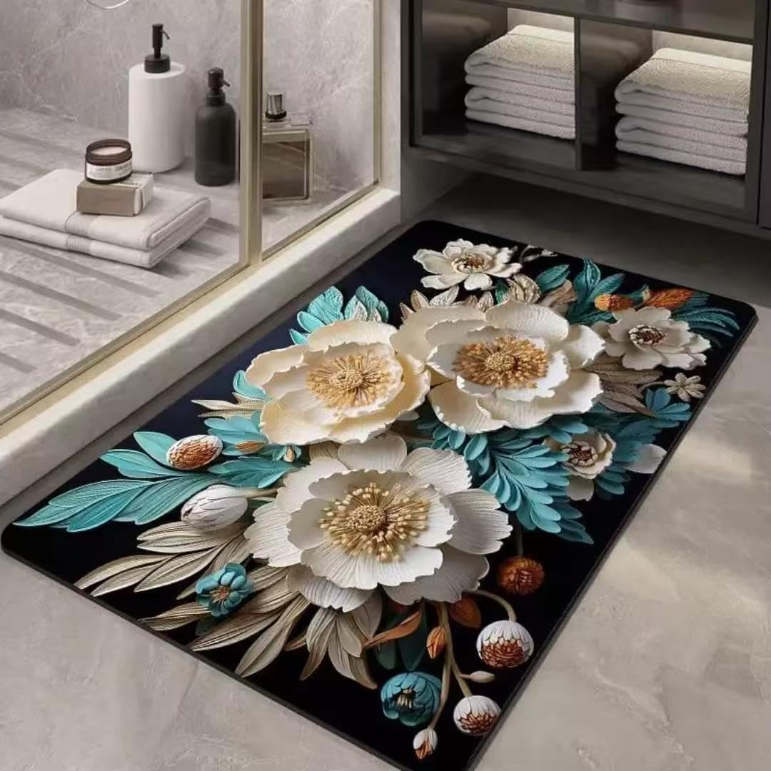 SKVM Water Absorbent mat for Bathroom Kitchen Floor Door Entrance Anti Slip for Floor Foot Anti Skid Bathroom Shower mat (Design 16)