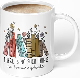 Book Lovers Coffee Mug 11oz - Book Lovers Gifts for Women - Librarian Mug - There Is No Such Thing As Too Many Books - Bookish Gifts for Birthday Christmas Graduation Reader Mom Teacher Friends