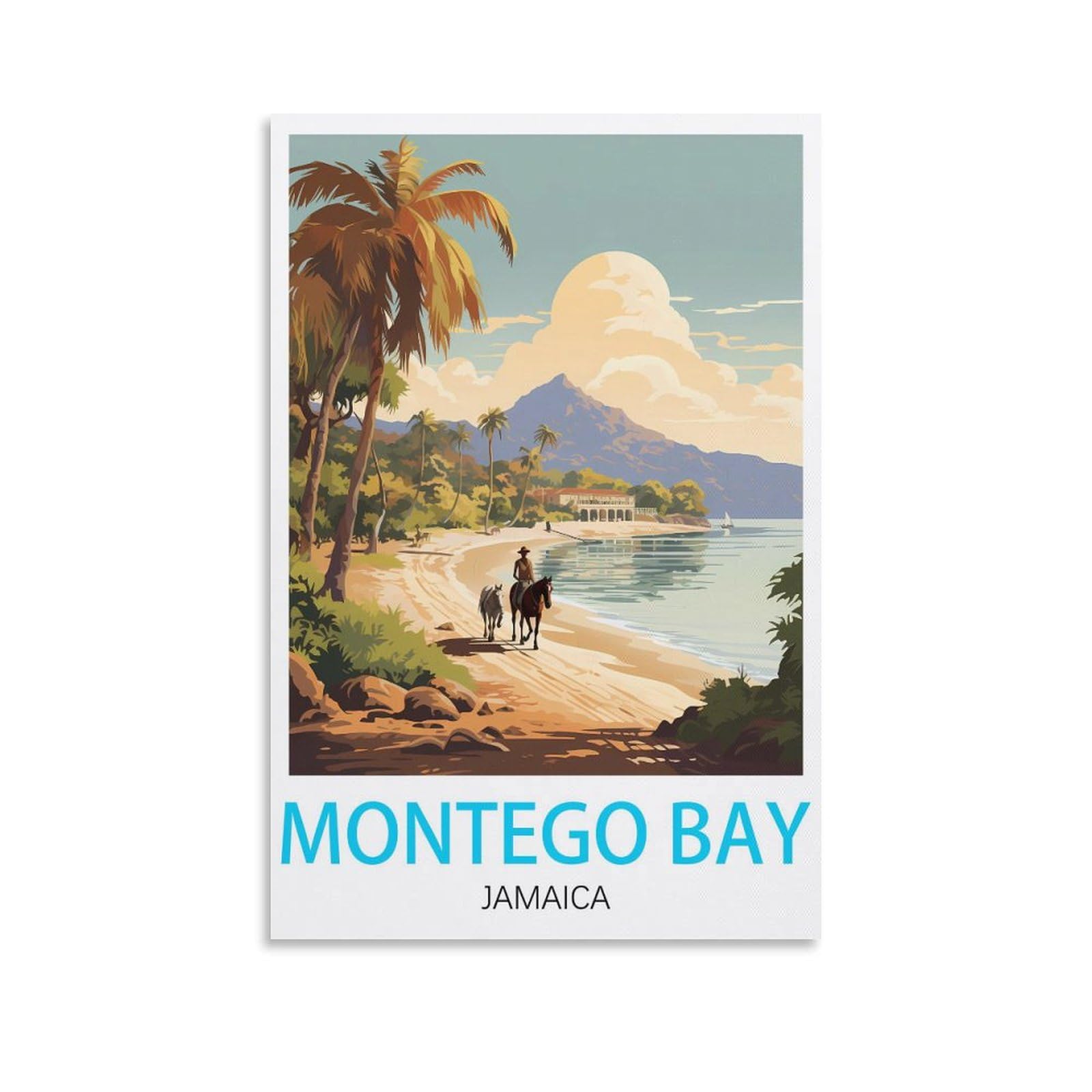 LHJOIUN Montego Bay Jamaica Vintage Travel Poster 08x12inch(20x30cm) Art Canvas Print For Living Room Bedroom Home Decoration Modern Art