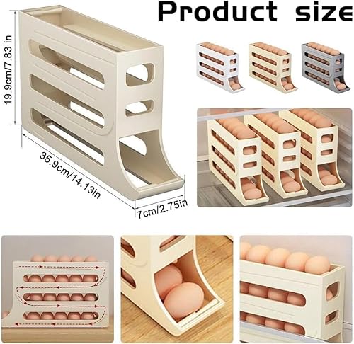 Suporte de ovo de 4 camadas para geladeira suporte dispensador de ovos que economiza espaço, organiz
