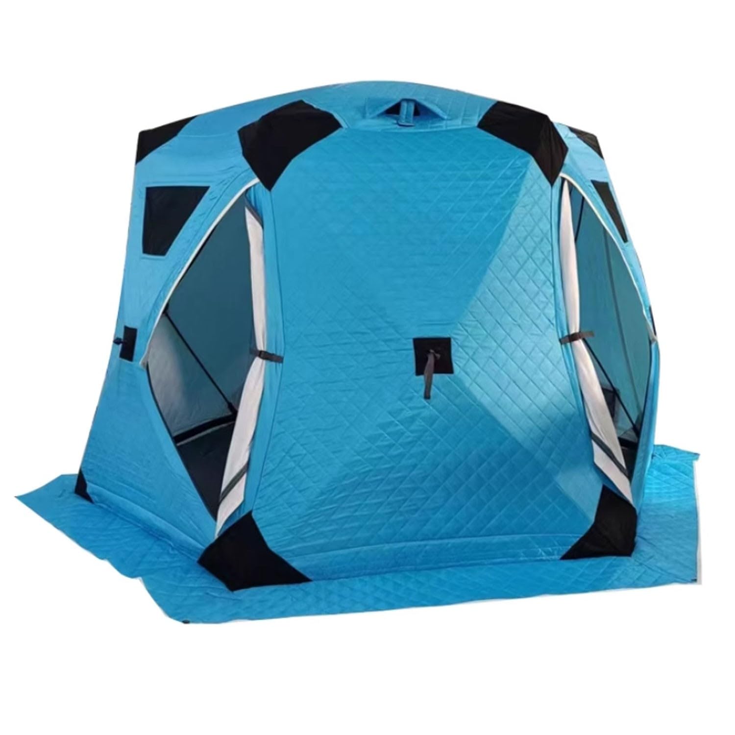 SciAza ice Fishing Tent ice Fishing shelter Insulated Hexagonal Winter Fishing Tent, Thickened to Keep Warm, Cold and Rainproof, with Firewood Heater and Chimney Opening(Color:2)