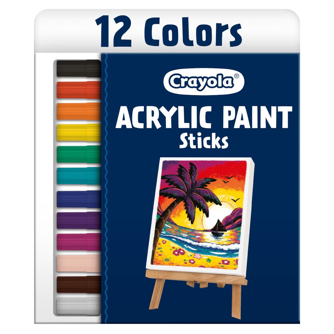 Crayola Acrylic Paint Doodle Sticks (12ct), Acrylic Paint Marker Set for Kids, Quick Dry, Multi-Surface, Less Mess, Kids Craft Supplies, Ages 8+