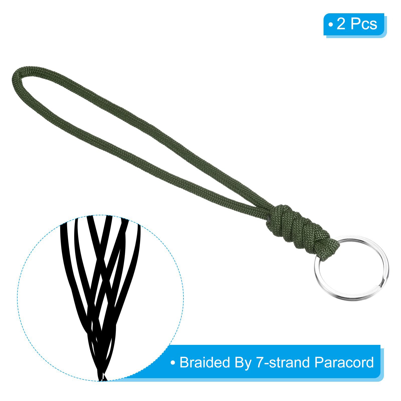 TOP-VIGOR 3Pcs Paracord Lanyard with Keyrings, 8 Inch Necklace Keychain Badge Cord Wrist Metal Hooks Straps for Keys Whistle ID Card Badge Holder, Green - Image 3