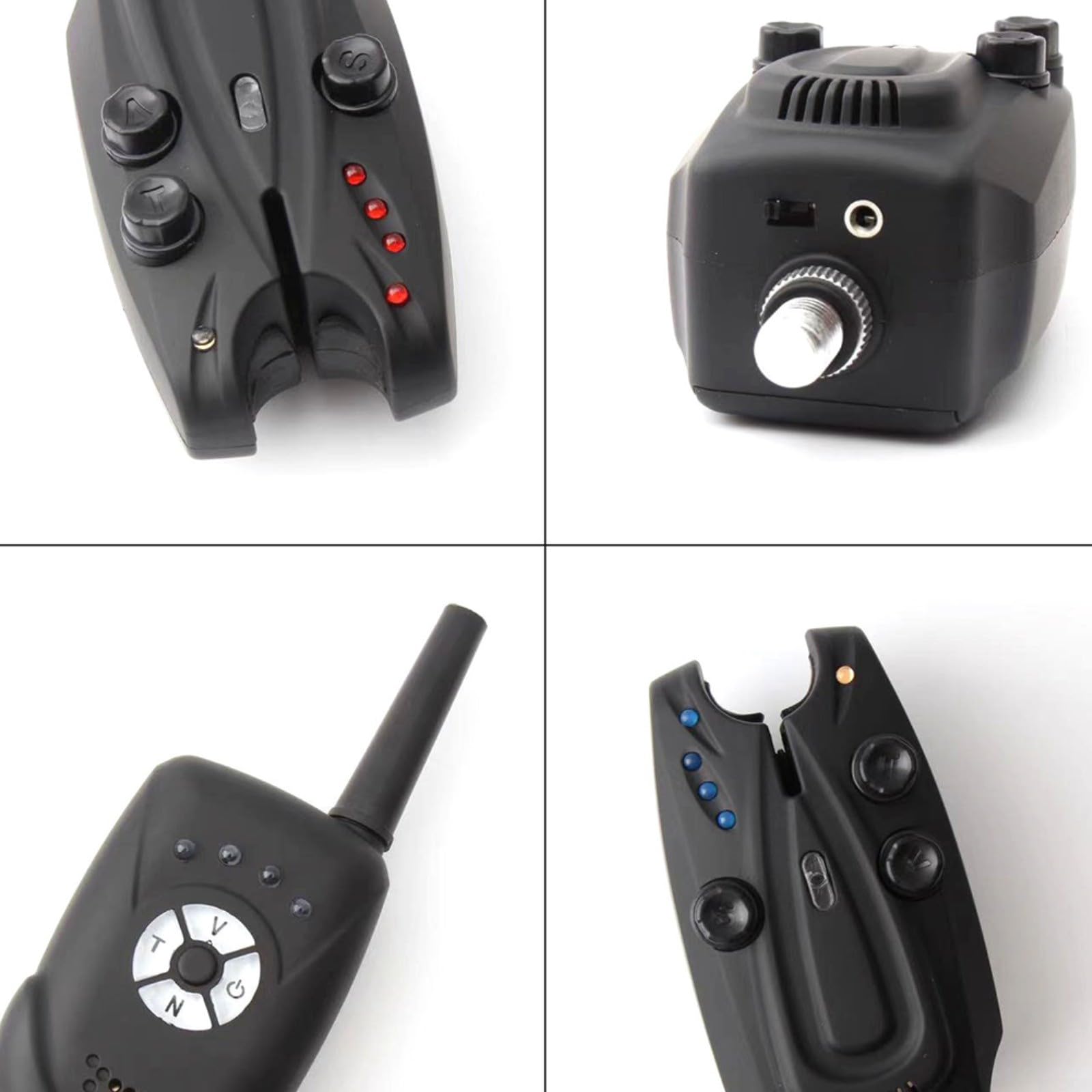Kit d'alarme de touche numérique sans fil pour pêche à la carpe avec son LED Design étanche à la pluie pour réservoir côtier canne à pêche 2 émetteurs 1 récepteur Noir (1 + 2 alarmes)