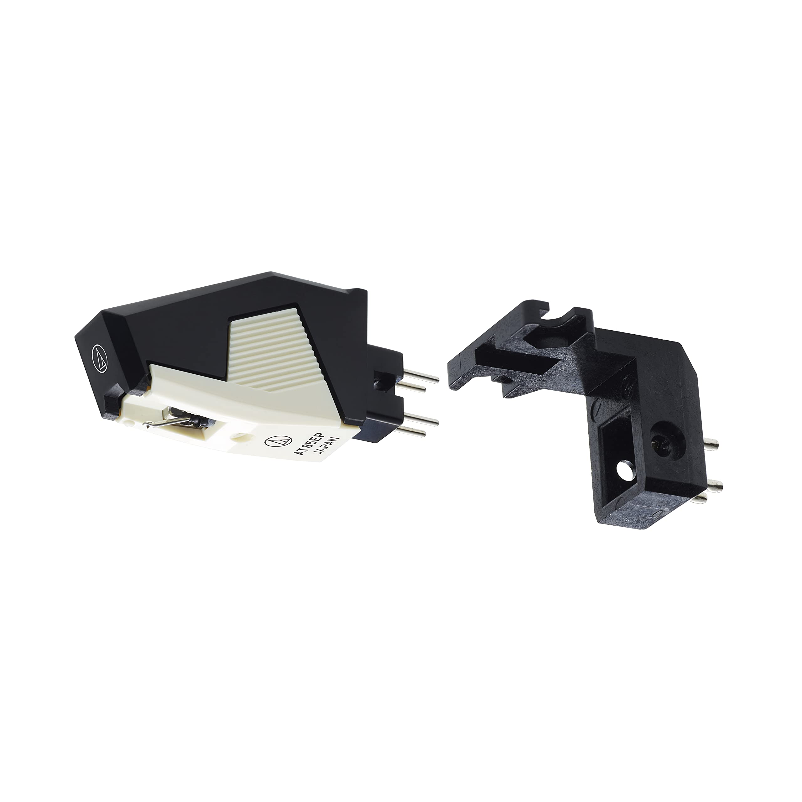 Audio Technica AT85EP - Cartuccia magnetica a doppio movimento con supporto ellittica per giradischi P-Mount con spazzola antistatica in vinile Blucoil Carbon