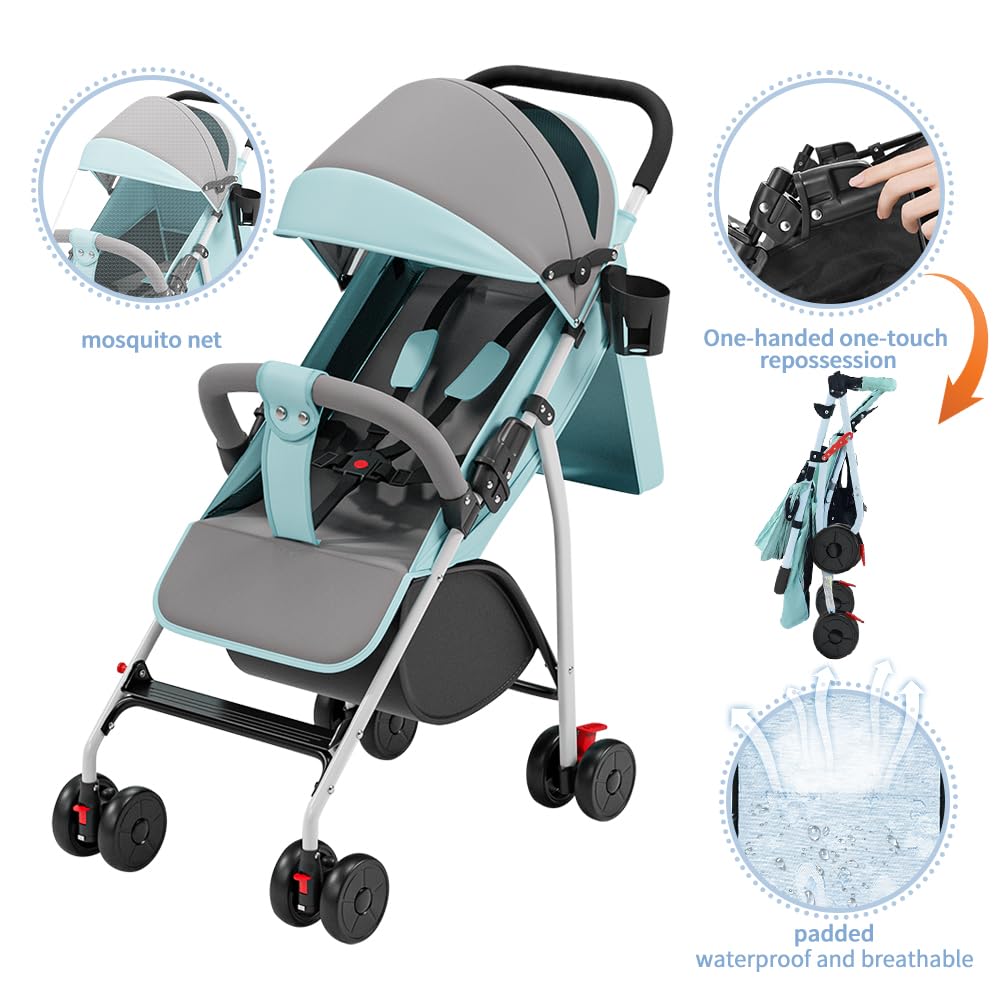 Poussette canne compacte Ingenious position allongée de la naissance à 4 ans bleu