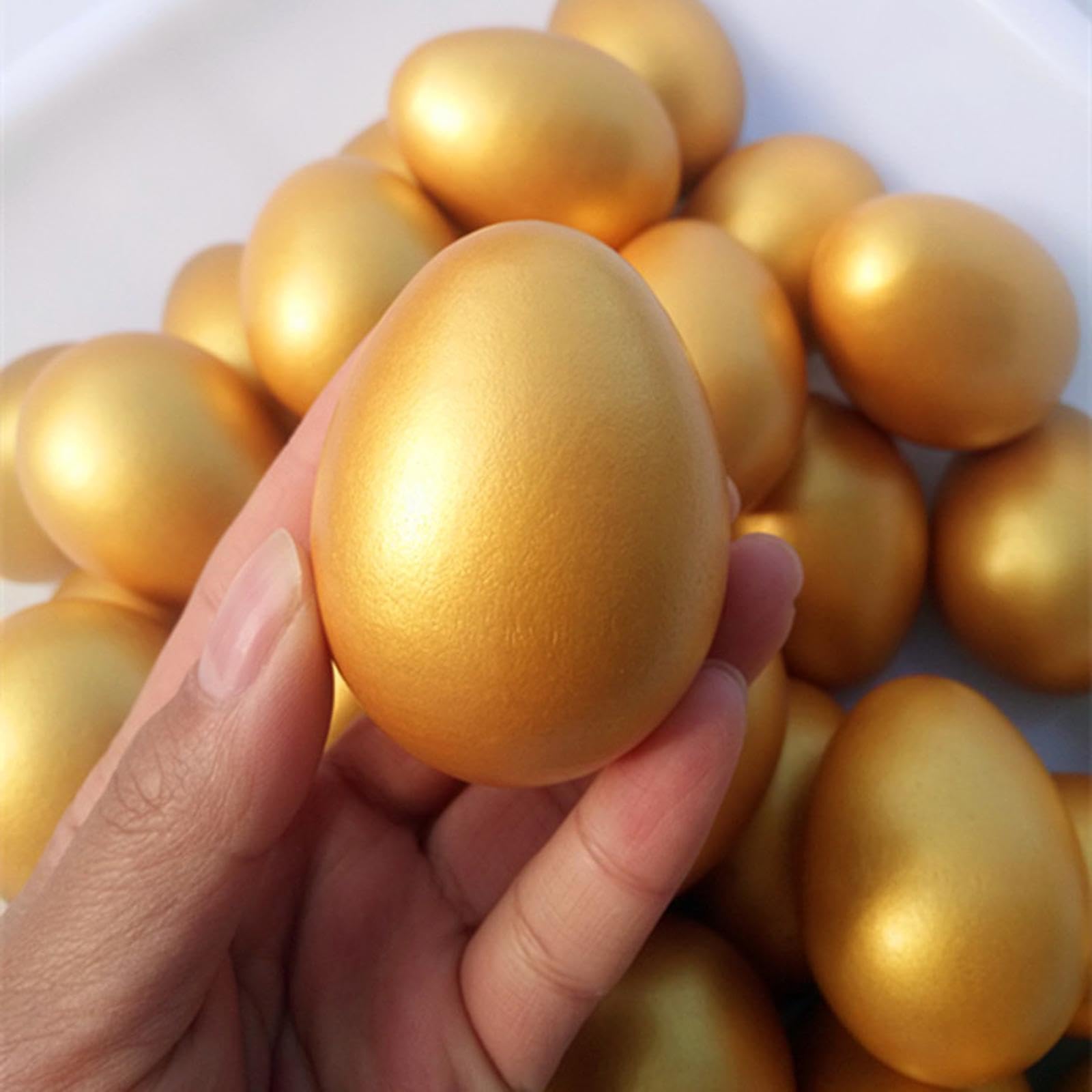 Oshhni 10 Uova di Pasqua Dorate Da Decorare per Feste E Riunioni di Famiglia