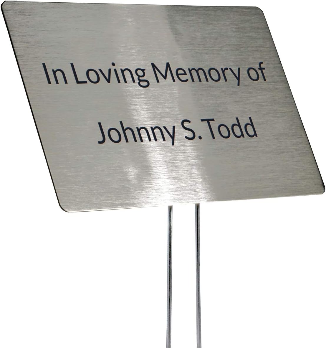 Stainless Steel Garden Sign. 6 x 4 Sign with a 10" Stake. Great as a Garden Memorial or Plant Label (Stainless Steel, 4 x 6)