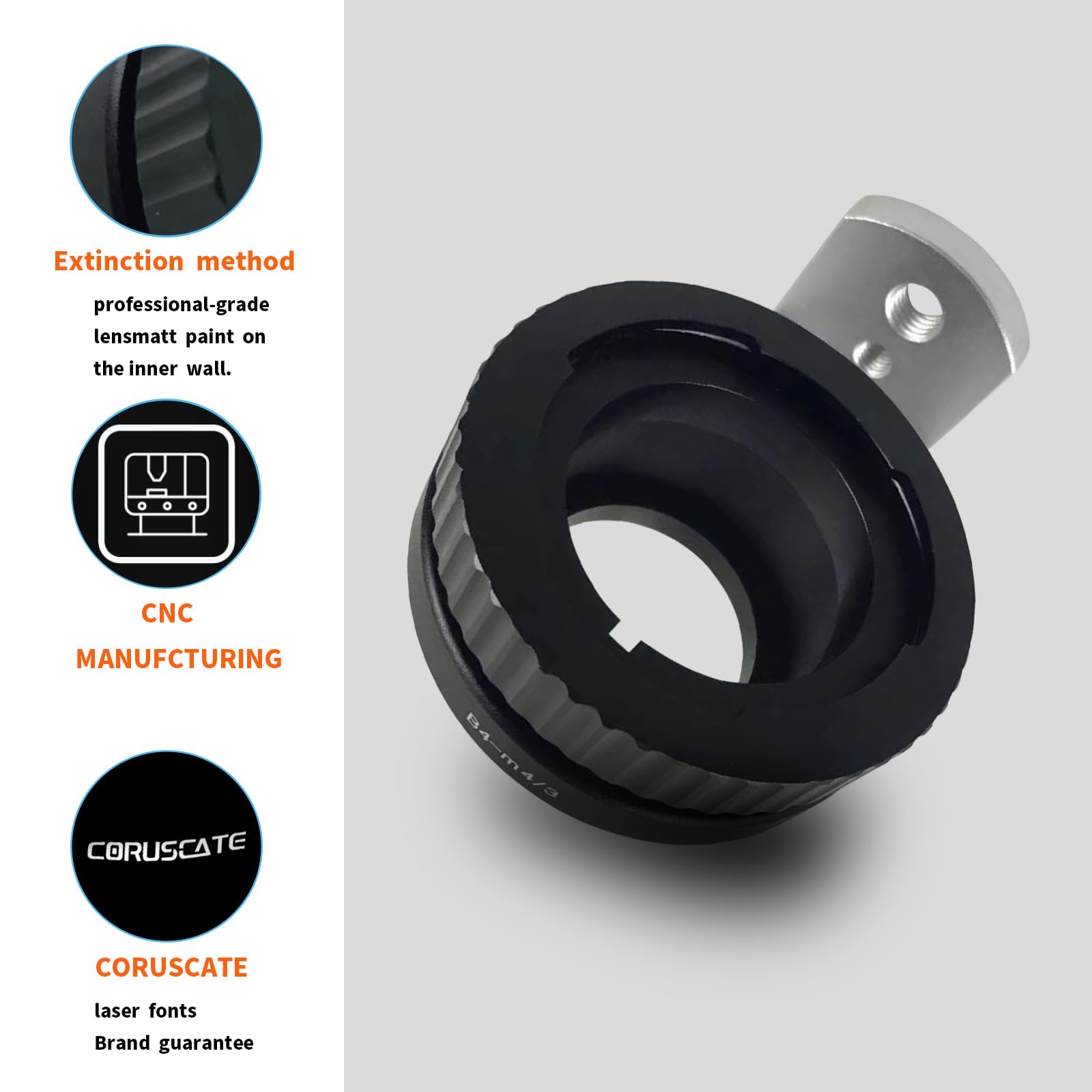 B4 auf M4/3 Objektiv Adapter,Kompatibel B4 (2/3") Objektiv auf Kompatibel mit Micro Four Thirds (M4/3) Kameras OM-5,EM1X EPL10,EPL9,EPL8,EPL7,EPL6,G9,G7,G1,G2,G3,G5+Objektiv Reinigungstuch