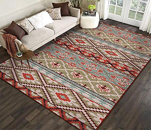 Flokati Teppich Waschbar Teppichboden Auslegware Retro-Teppich-roter Druck-Teppich-Stoff glatt im...