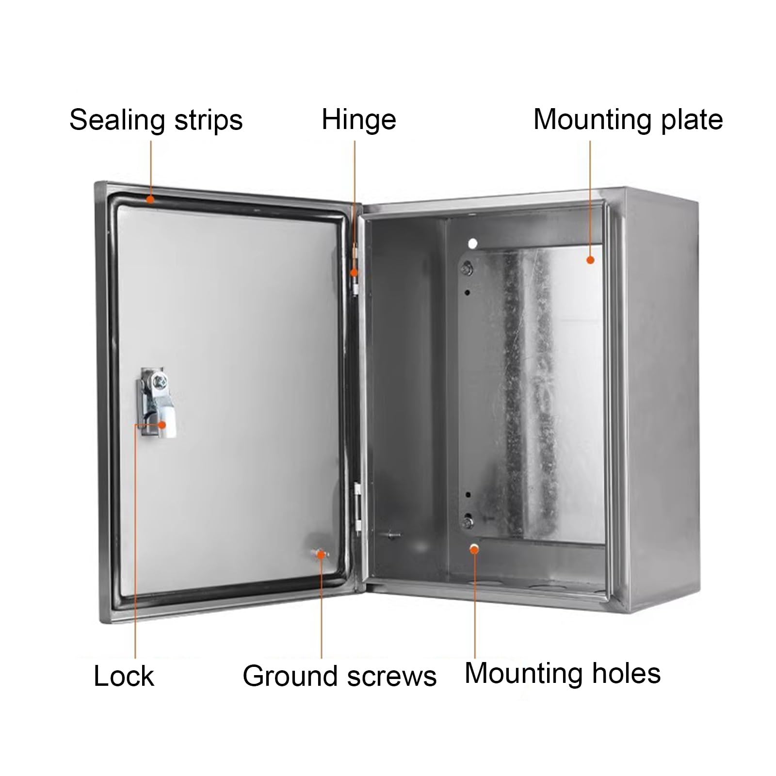 Scatola Elettrica In Acciaio Inossidabile 304, Scatola Di Giunzione Elettrica Impermeabile Montata A Parete, con Serratura Di Sicurezza e Piastra Di Montaggio(60x50x20cm/23.6x19.7x7.9in)
