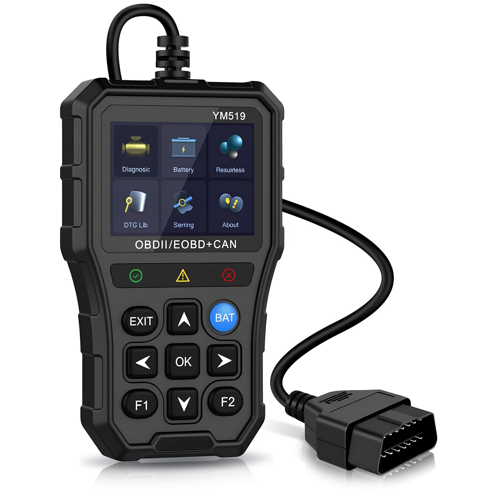 OBD2 Diagnosis Coche Scanner Lector Diagnóstico Apoya Español con 10 Modos de Diagnóstico, Prueba de Componentes/Sistemas, Borra Códigos de Error del Vehículo