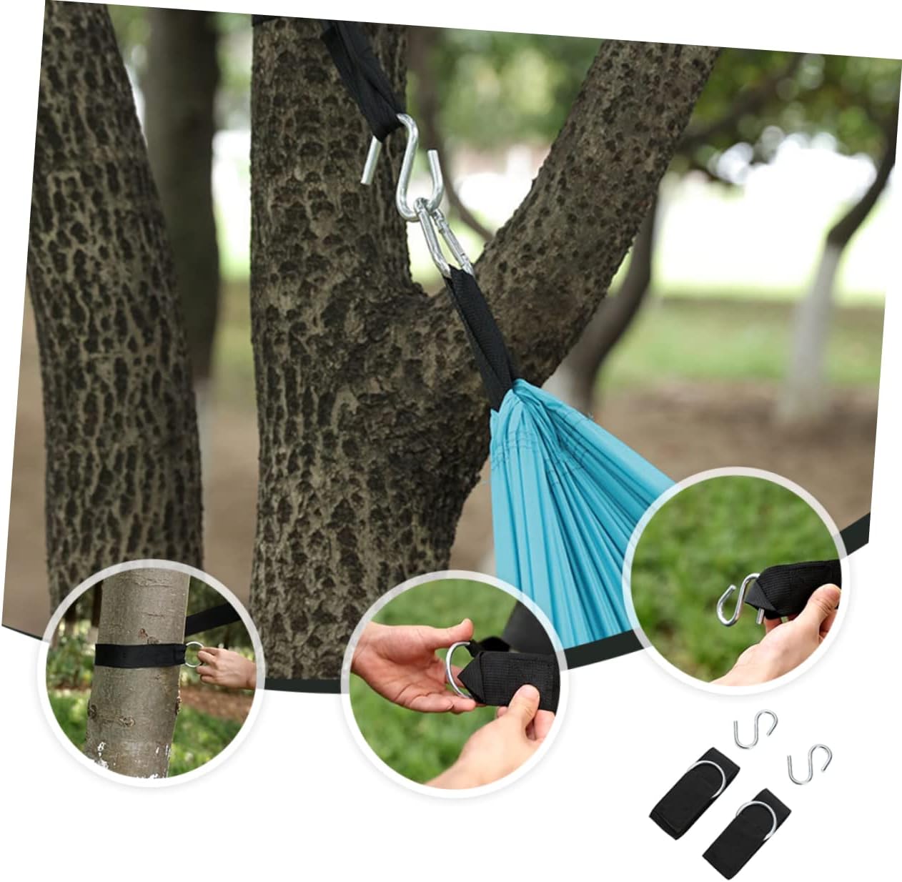 1set Camping Hammock Straps with s Hooks for Tree Swing Hanging Rope for Backyard Playground and Outdoor Use Includes Heavy Duty Straps