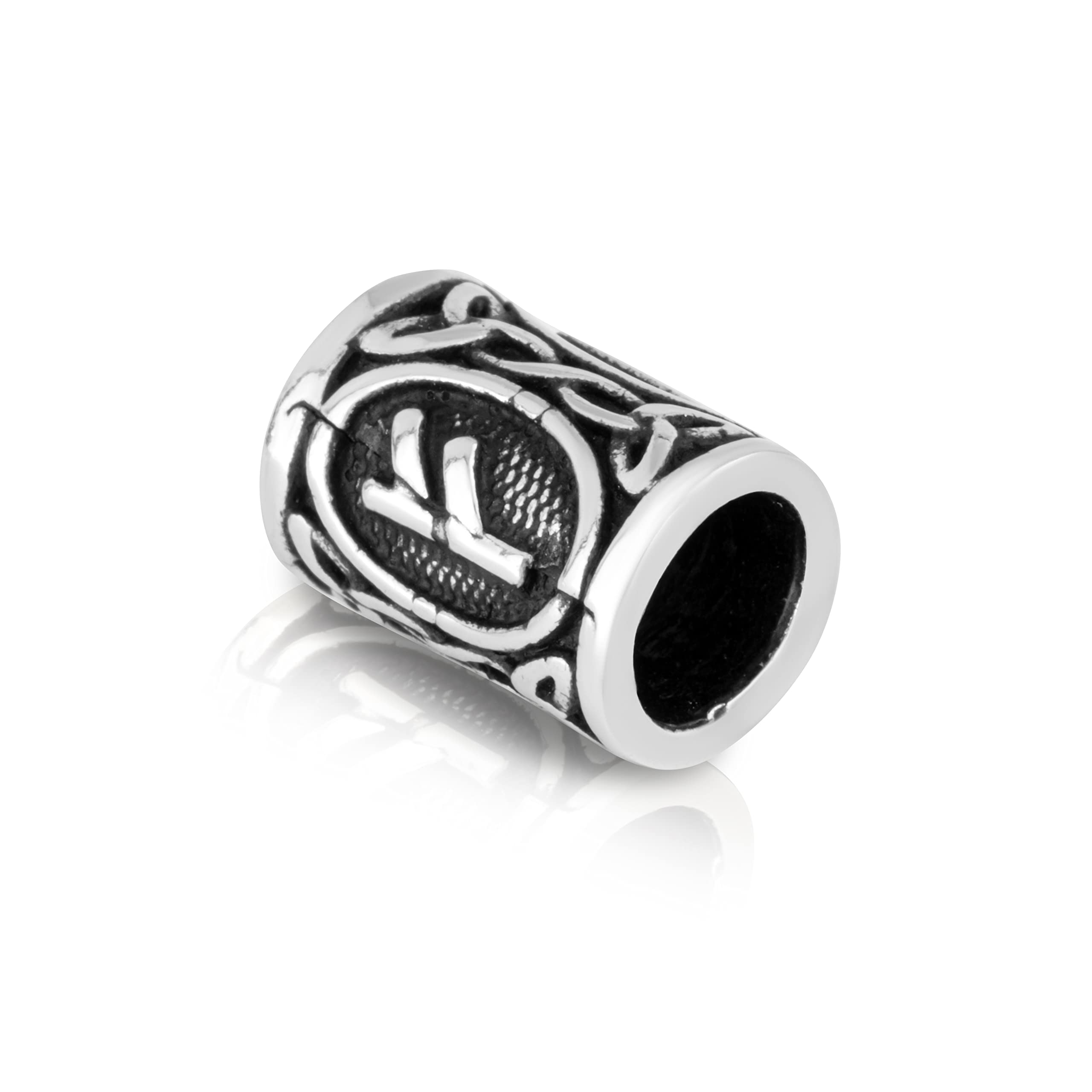 Abalorio de plata para barba解決 vello desordenado con estilo vikingo FEHU
