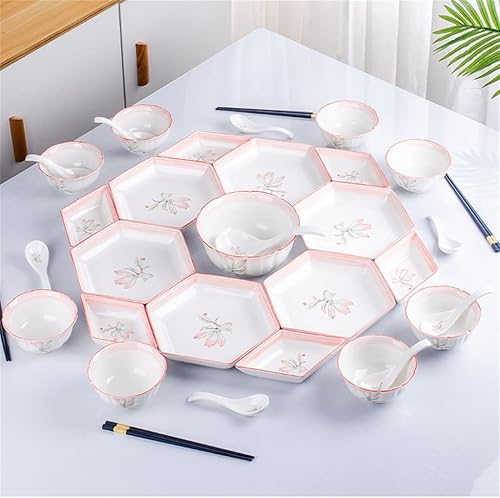ZHUHW - Juego de vajilla combinada cuencos de sopa y platos de cerámica para el hogar