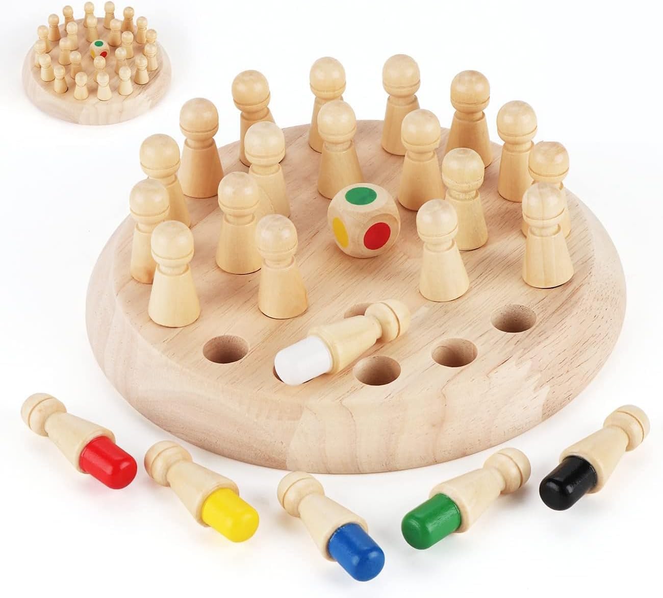 Mumoo Bear Wooden Memory Chess, Color Memory Chess, Kids Wooden Memory Match Stick Chess, Memory Game for Children Early Learning, Christmas Birthday Gift for 3 4 5 Years Kids