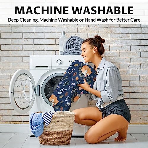 Mercuryelf Fox Throw Blanket - Soft, Fuzzy & Warm - 40x50 Inches Flannel Blankets for Travel, Office - Dark Blue Cute Throws Gift for Girls, Boys