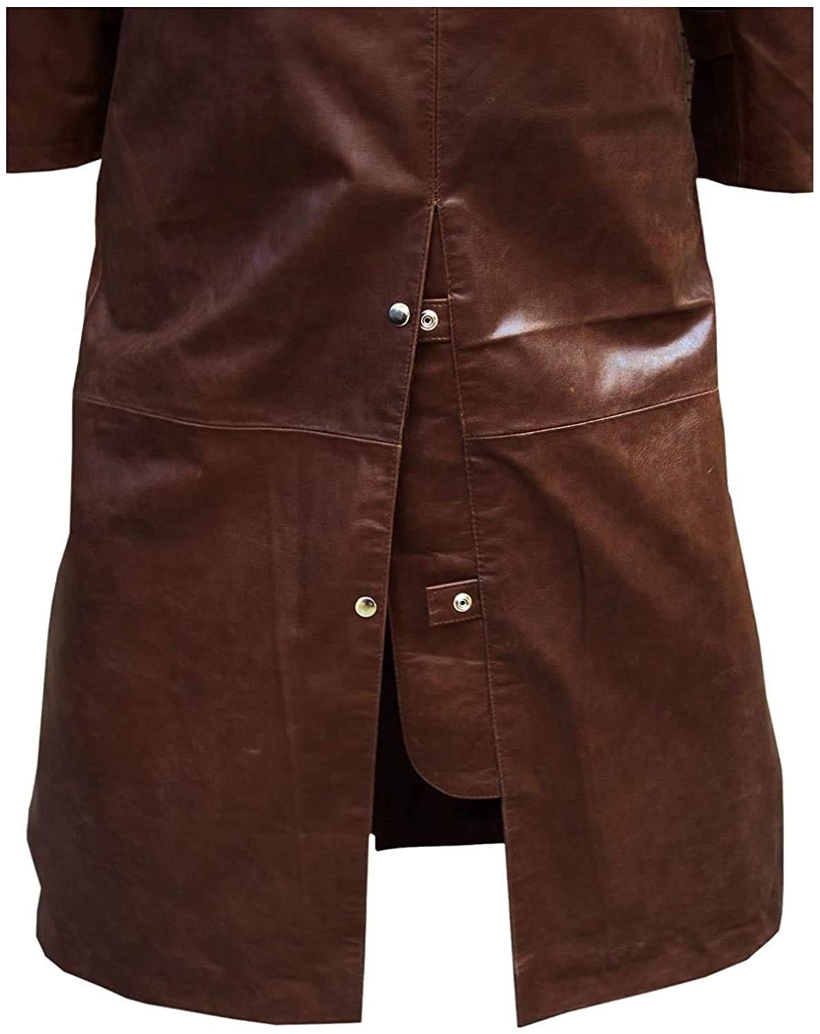 Cappotto lungo da uomo, in vera pelle, colore: Nero