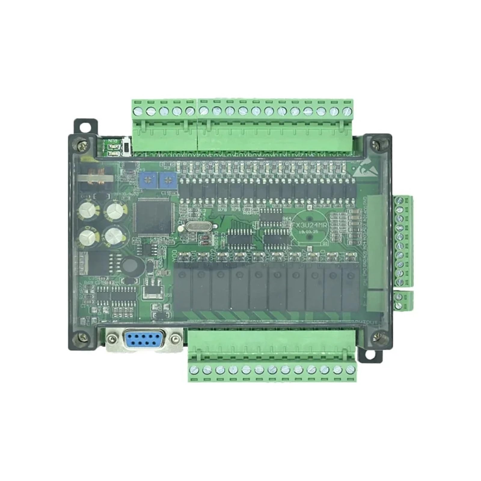 FX3U-24MR FX3U-24MT PLC controlador lógico programable 14DI/10DO analógico 6AI/2AO RS232 RS485 Placa de Control Industrial FX3U(FX3U-24MT)