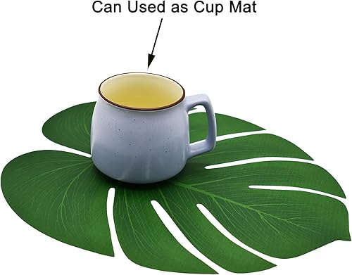 Miniatura 3 de Maydahui 30 PCS Tropical Artificial Palm Leaves Monstera Party Decoration 3 Size Large Medium Small for Hawaiian Luau Party Jungle Beach Theme Table