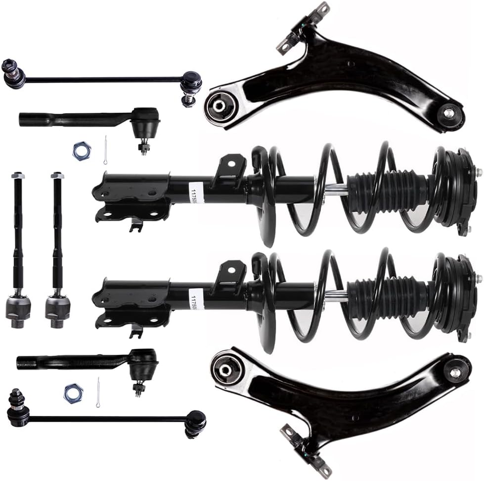 Struts Shock suspension kit for Nissan Rogue 2008-2011 Front Complete Struts Assembly Control Arm Stabilizer Bar Link Tie Rod End 10 Pcs, 172608,11733 172609