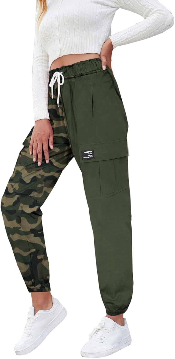 SANGTREE Girls & Womens Drawstring Cargo Jogger Pants,3 Years - Women 3XL - Picture 105 of 170