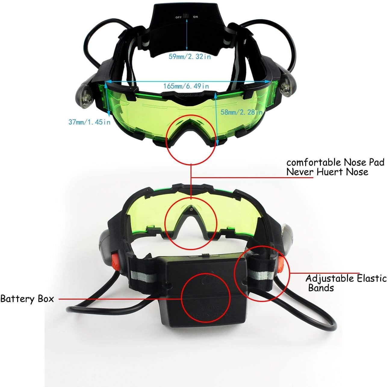 Night Vision Goggles Adjustable Spy Gear Night Mission Goggles with Flip-Out Lights Green Lens Protect Eyes Children's Day Gift image 4