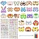 COLOFALLA 24 Stück Masken zum Ausmalen für Kinder Tiermaske zum Bemalen Papiermaske 4 Blatt 588pcs Strasssteine Selbstklebend Geschenk Mitgebsel für Halloween Weihnachten Geburtstag Mottoparty (B)