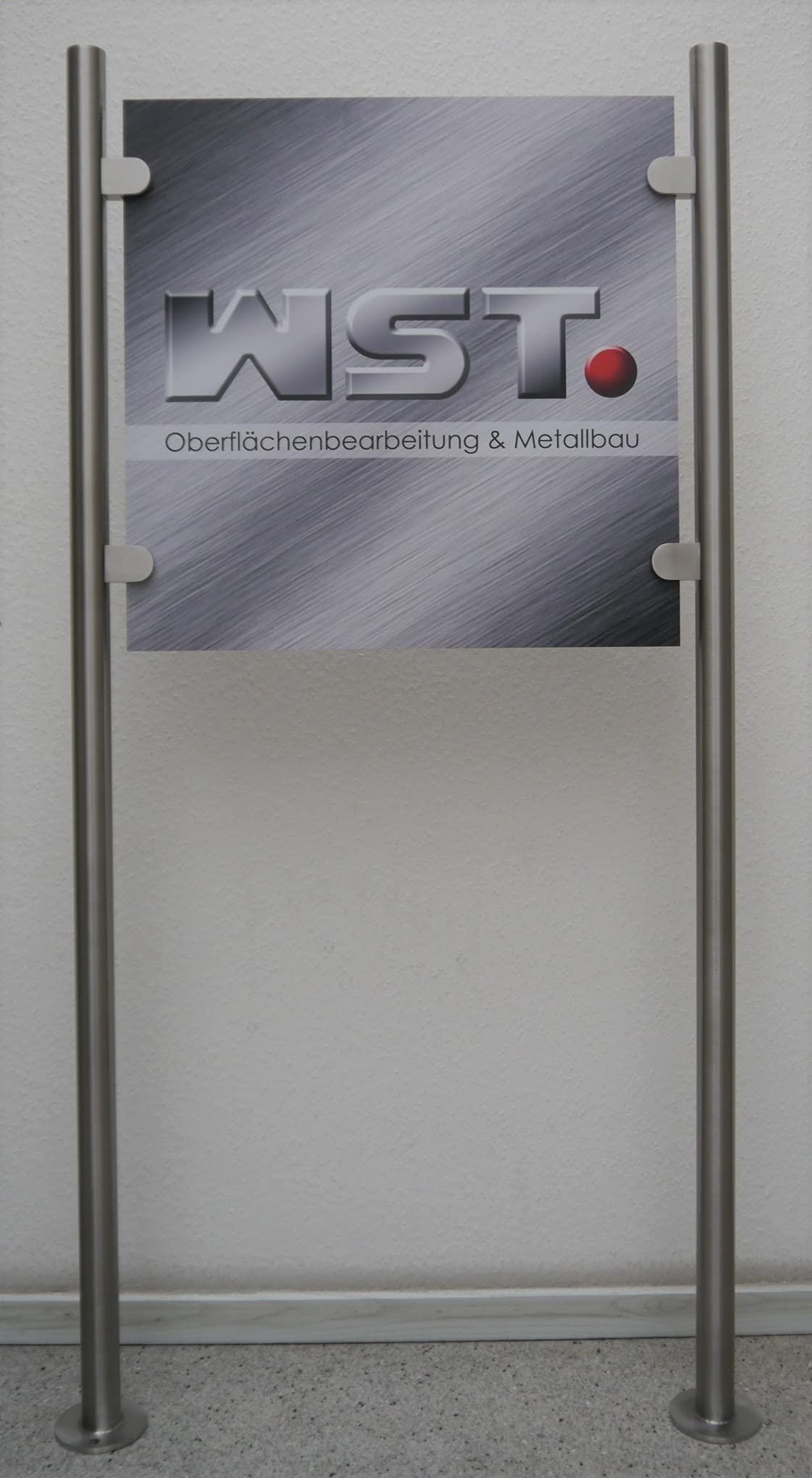 Werbeschildständer aus Edelstahl, Pfostenpaar aus V2A für Ihr Reklameschild (Pfostenhöhe: 1,50m / Schildhöhe: 40cm)