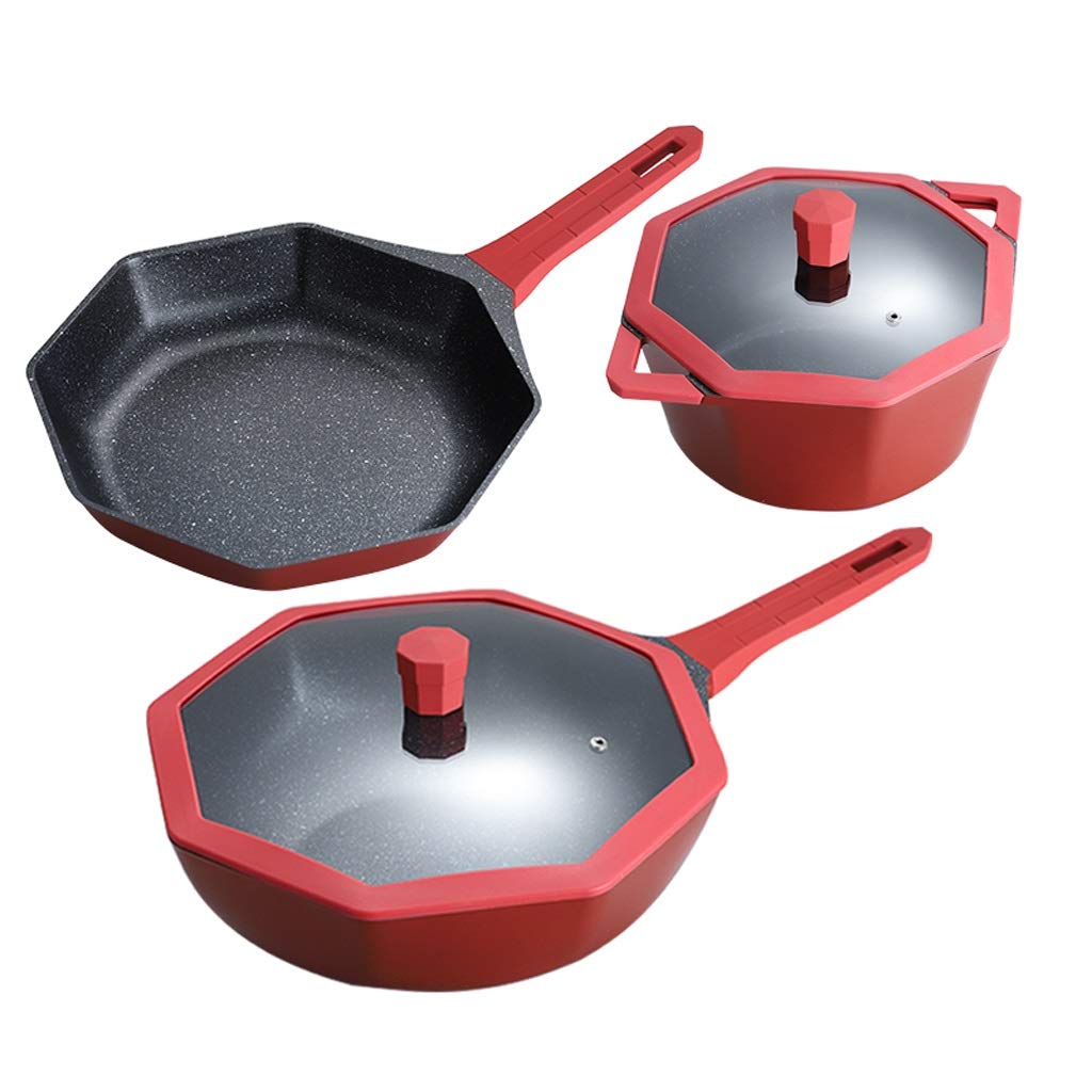 Cookware Non Stick Pot Smokeless Wok Frying Pan Gas Induction Cooker General Purpose Kitchen Cookware Pots and Pans Set
