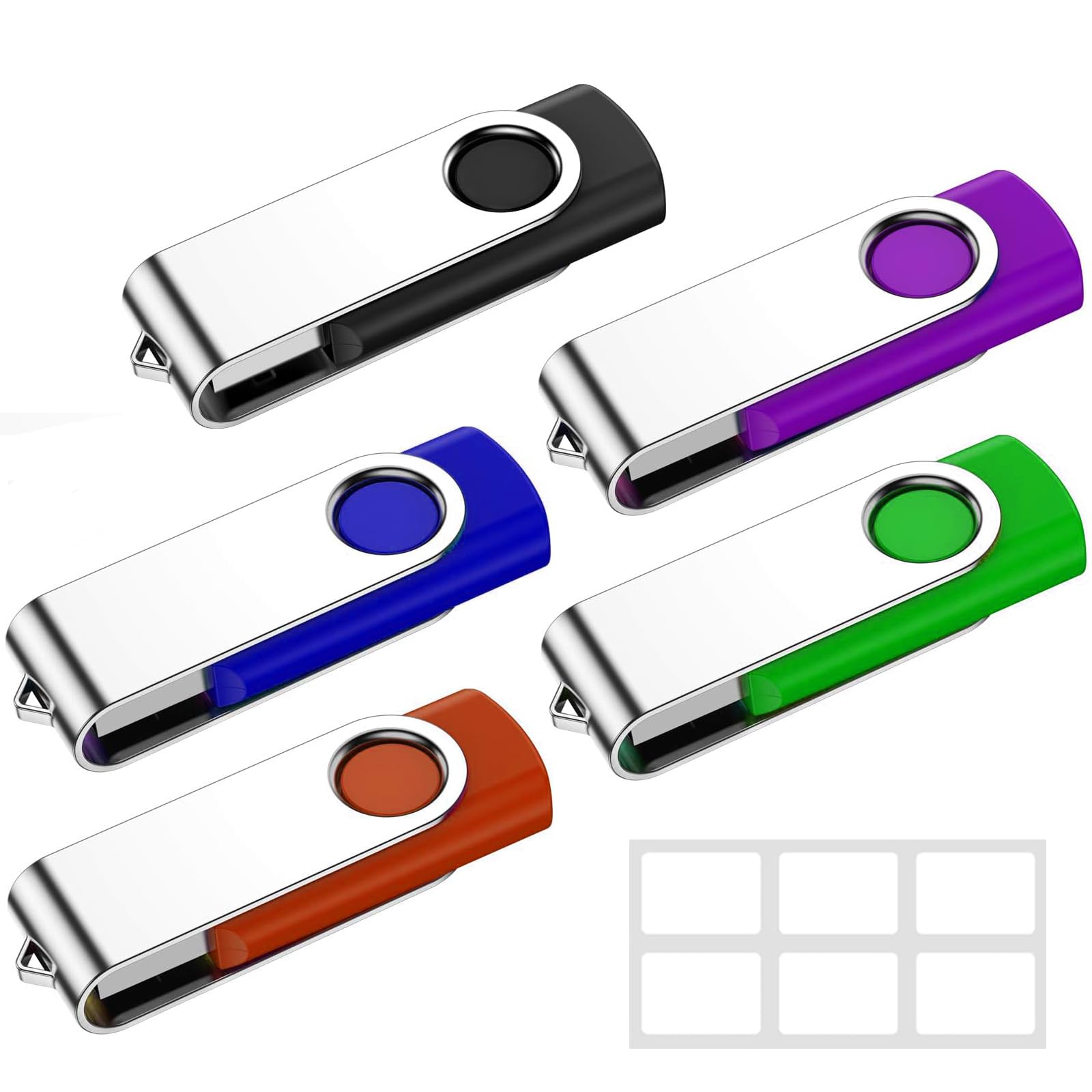 USB Stick 64GB 5 stück, WISEORANGE Mehrfarbig Speicherstick USB 2.0 Sticks Data Datenspeicher Für Schule, Büro, Autoradio, TV, PC, Laptop(64GB, schwarz, blau, rot, grün, Silber)