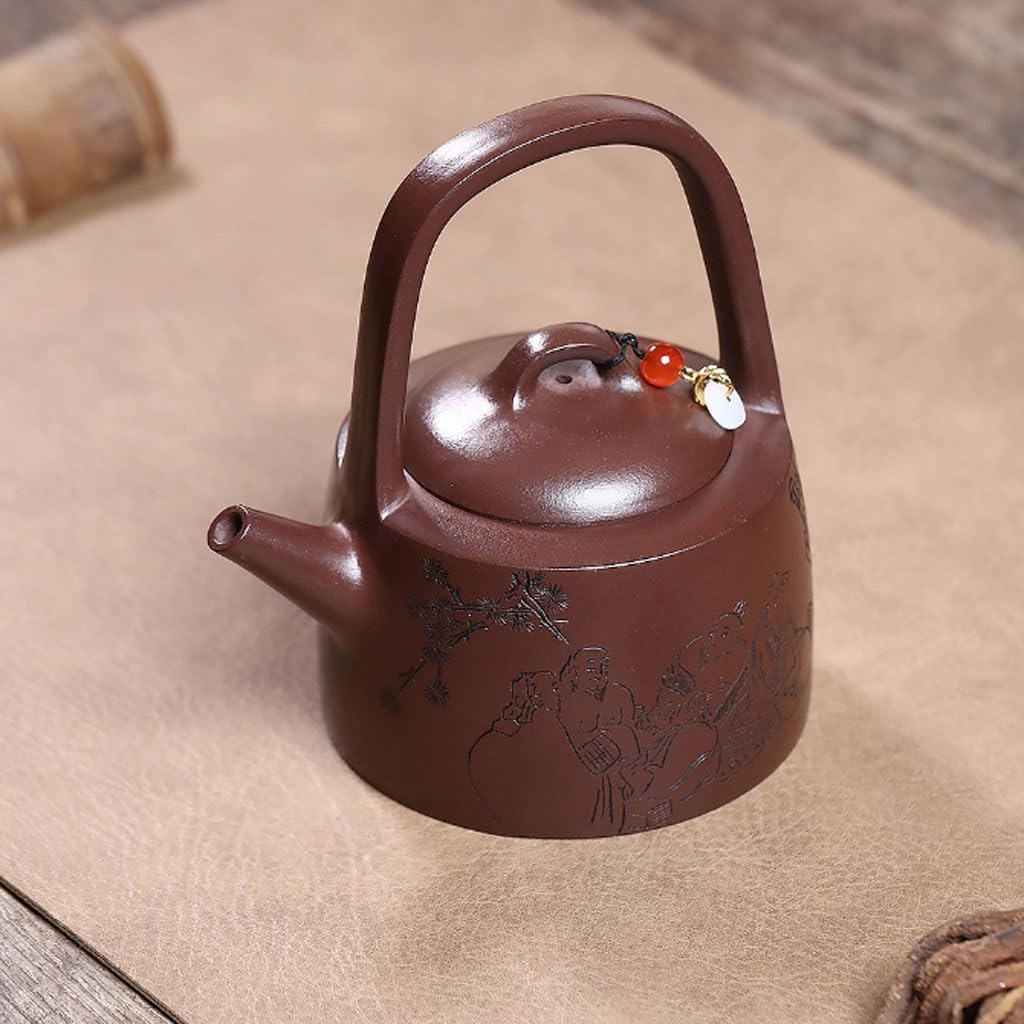 Tetera de Kung Fu Para Hacer té Tetera Vintage Hecha A Mano De Arcilla Morada Con Asa Manshu Juego de Té de Cerámica