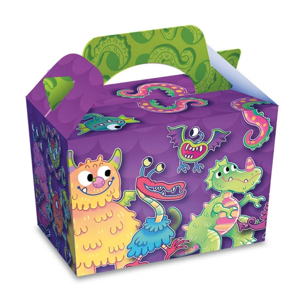 MustBeBonkers 250 x Kids Meal Party Boxes Cardboard Lunch Food Takeaway Box - Choose your Theme (Monsters)