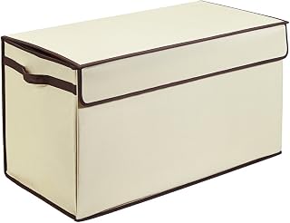 G.U.S. Large Collapsible Toy Box | Toy Organizers and Storage Basket with Lid | Bigger, Sturdier 600D Polyester Toy Chest | Durable, Space Saving, Cute Toy Storage Box for Kids’ Playroom | Ivory