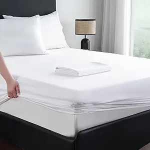 MEISHANG Extra Deep Pocket King Sheets Cotton - 1000 Thread Count Sheets - Fits 18"-24" in Deep Mattress,100% Egyptian Cotton,Sateen Weave, Soft & Breathable - 4 Piece (King, White)