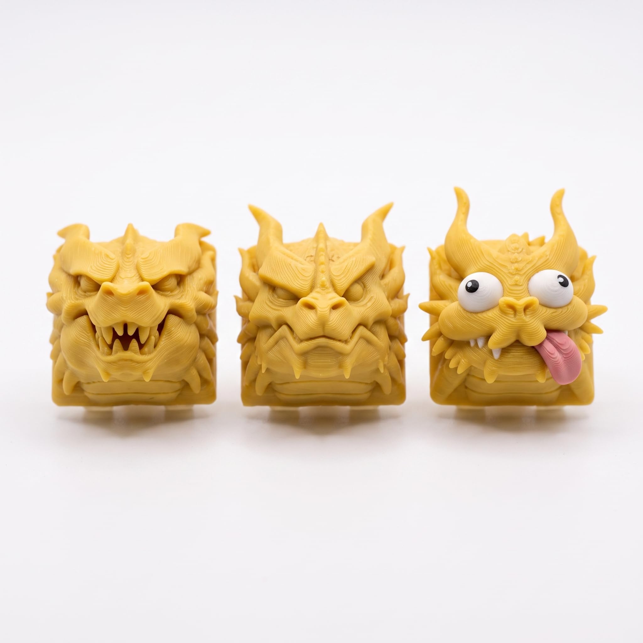 Vikson International Three-Headed Meme Dragon Artisan Keycap Set | Funny Derpy Monster Mechanical Keyboard Switch Caps, Custom Cherry MX Gamer Desk Accessory (3-Pack)-image-4
