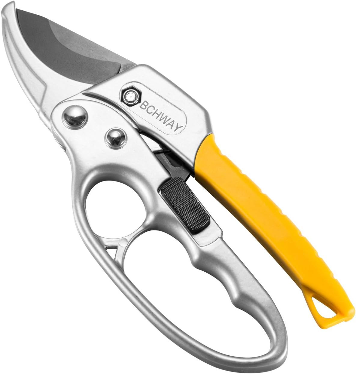 BCHWAY Power Drive Ratchet Anvil Hand Pruning Shears with Non-slip Ergonomics Handle Hand-caring Designed, 5x More Cutting Power Than Conventional Garden Tree Clippers