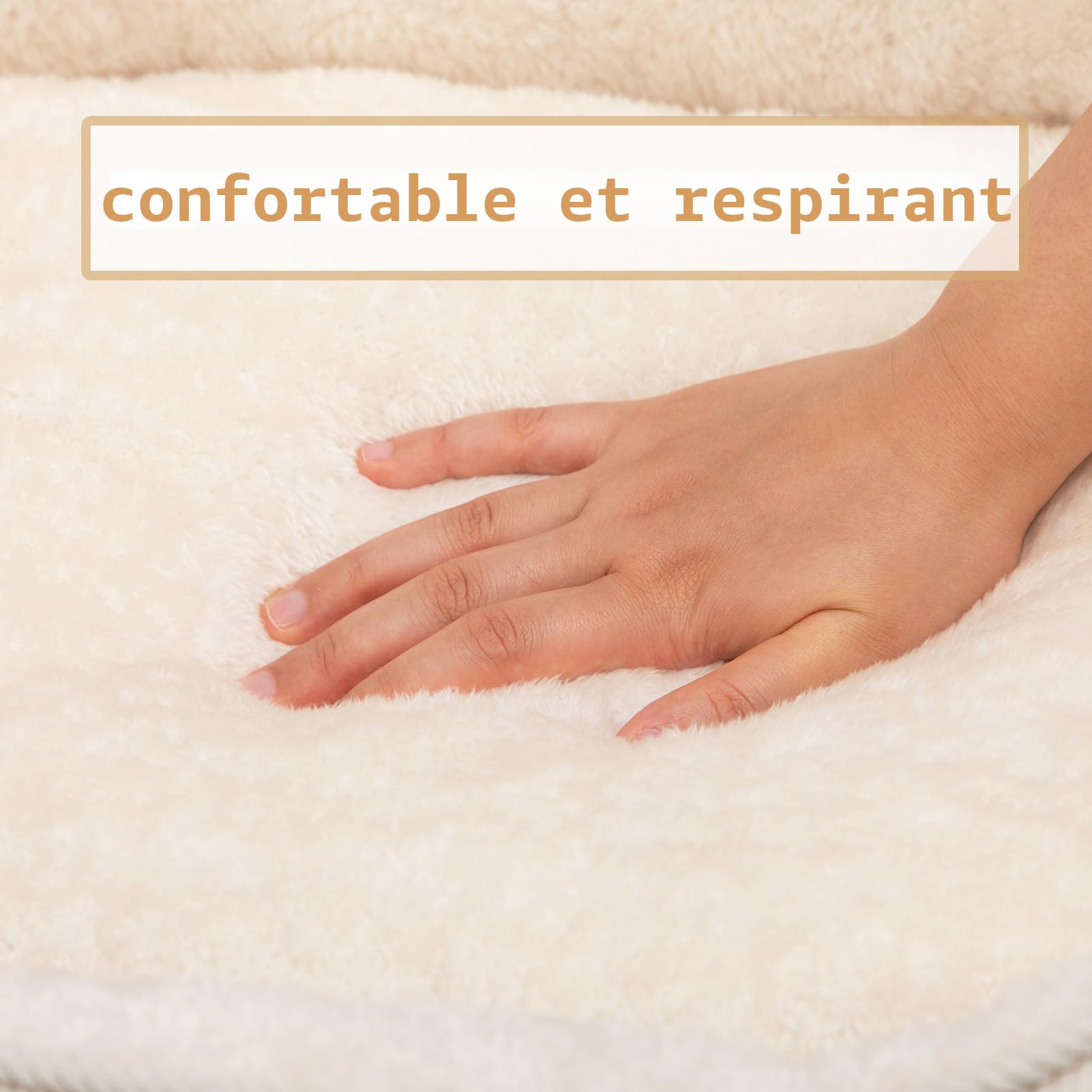 Hollypet Panier pour Chat Lit pour Chat et Chiot, Niche Maison pour Chat et Petit Chien, Lit Coussin Doux et Respirant pour Sommeil, Beige (50 * 45 * 15cm)