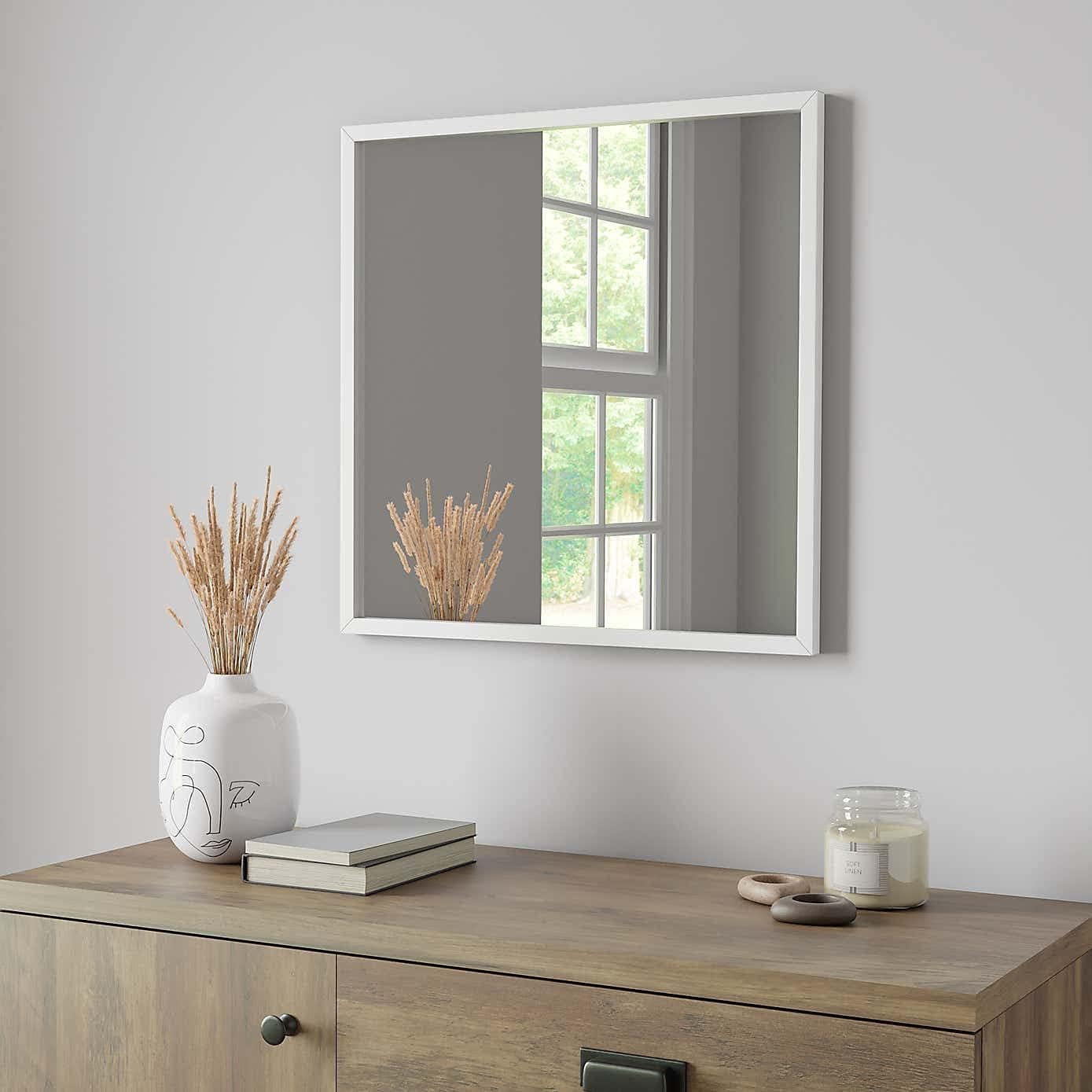 New Modern Essentials 55cm Square Shape Mirror Home Decor White M-21