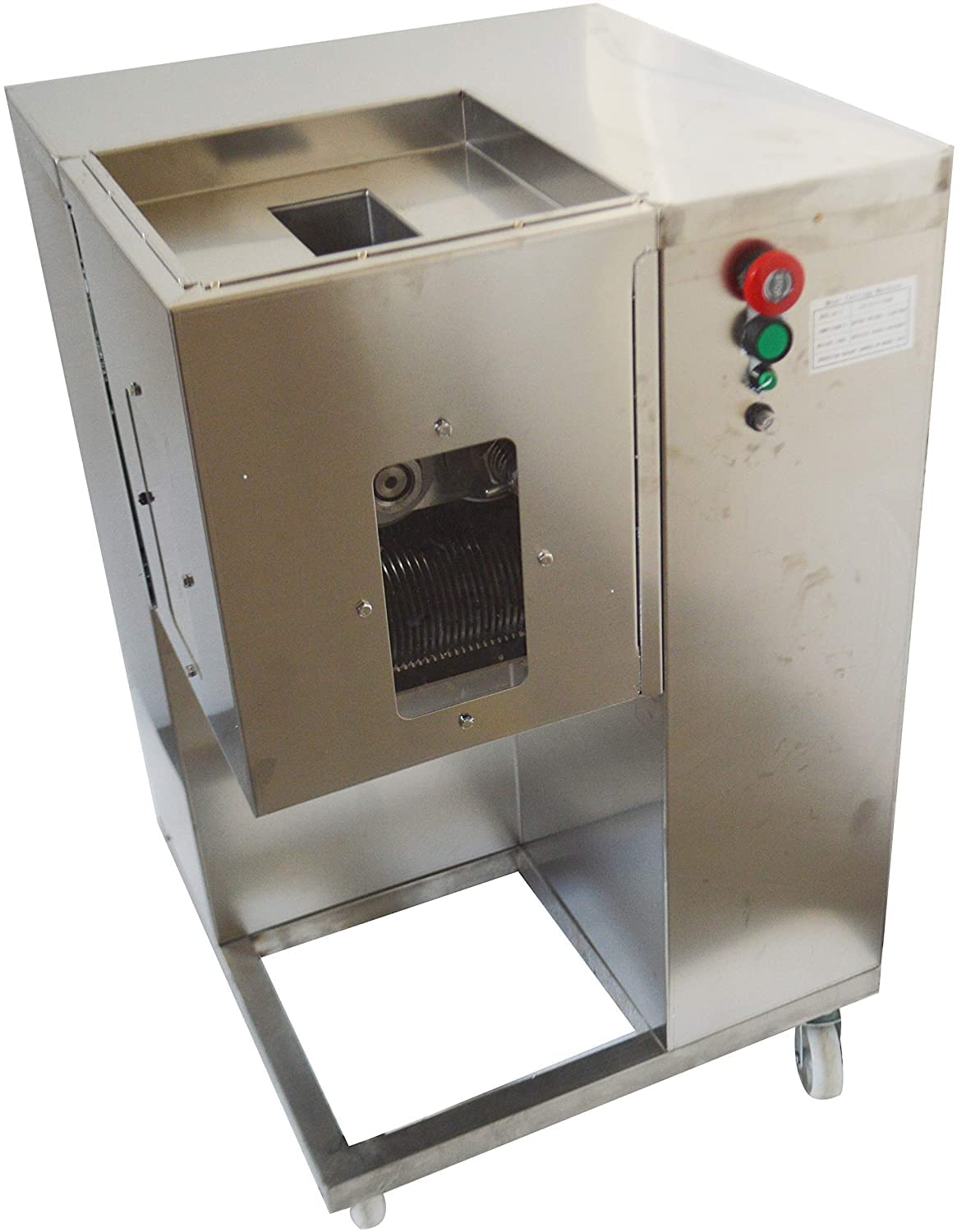 INTSUPERMAI Commercial Meat Cutting Machine Meat Slicer QSJ-A 8mm Blade Meat Cutter Slicer Grinder Electric Steak Pork Meat Cutter Slicer Electric Shredded Slicer 110V with Double Motor