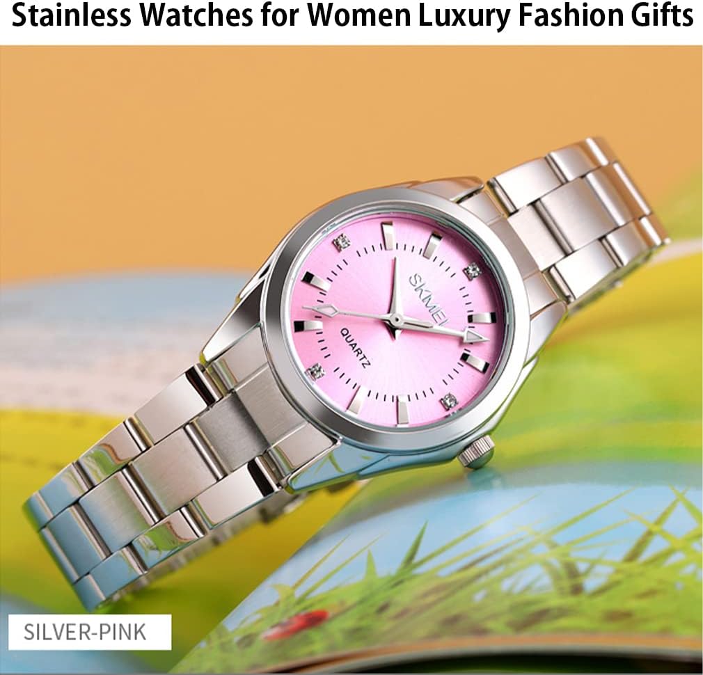 SKMEI Watches for Women Ladies Female Fashion Waterproof Dress Business Stainless Luxury Classic Analog Quartz Simple Wife Girls Gifts Gold Wrist Watch - Image 5
