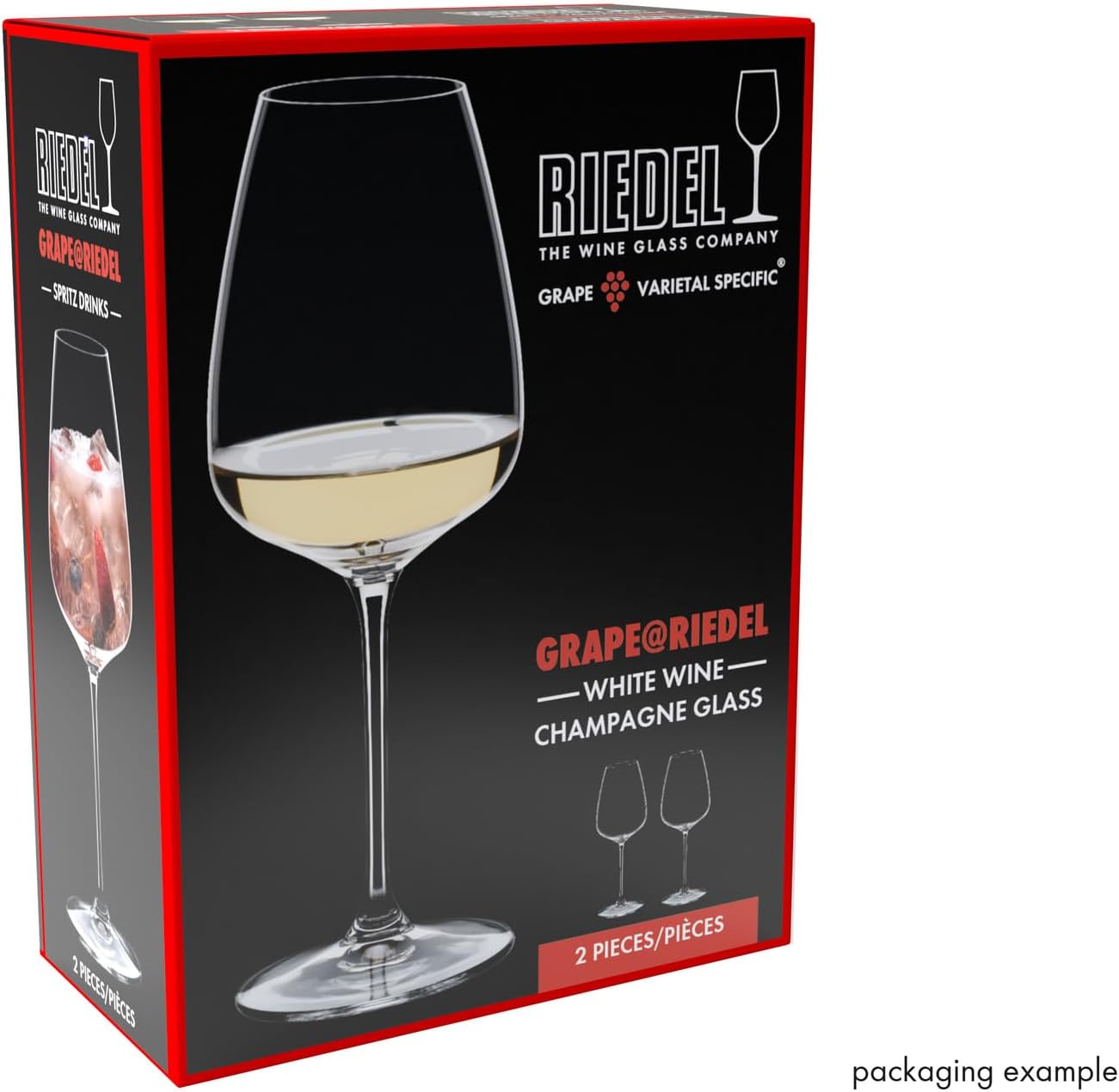Riedel Grape Flat-Bottom White Wine, Champagne or Spritz Drink Glass (2-Pack)
