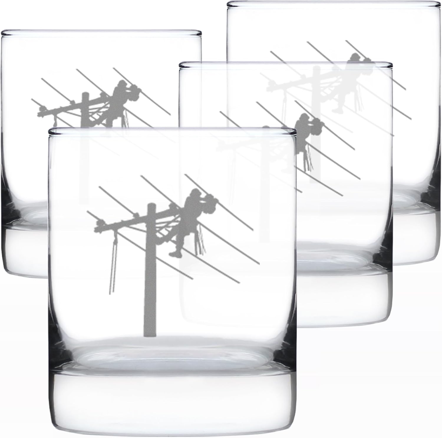 Bevvee Lineman Electrician Whiskey Rocks Glass - Electrician Gifts for Electricians - Set of 2-10.25 Oz Rocks Glasses