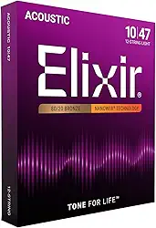 Elixir Cordas para violão acústico, 12 cordas, revestimento leve NANOWEB